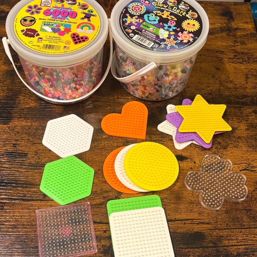 Kids Perler-Style Bead Craft Kit with Multi-Shape Pegboards - Assorted Colors